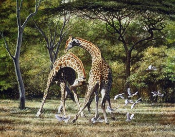 Animal Painting - duelo entre jirafas y pájaros